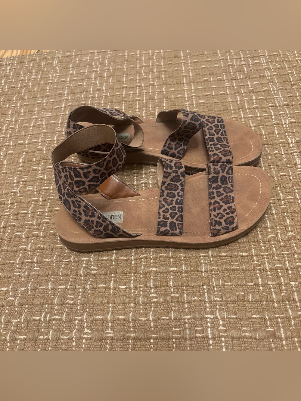 Steve Madden Leopard Print Strappy Sandals - Brown